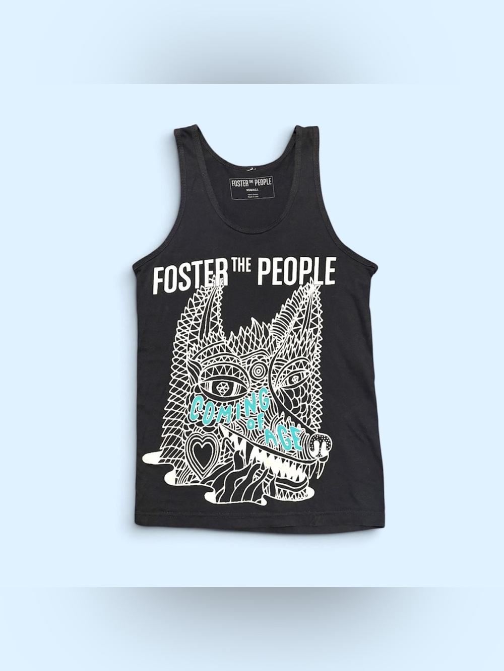 XS Foster the People Coming of Age Black and White Racerback Bandtee Tank Top
